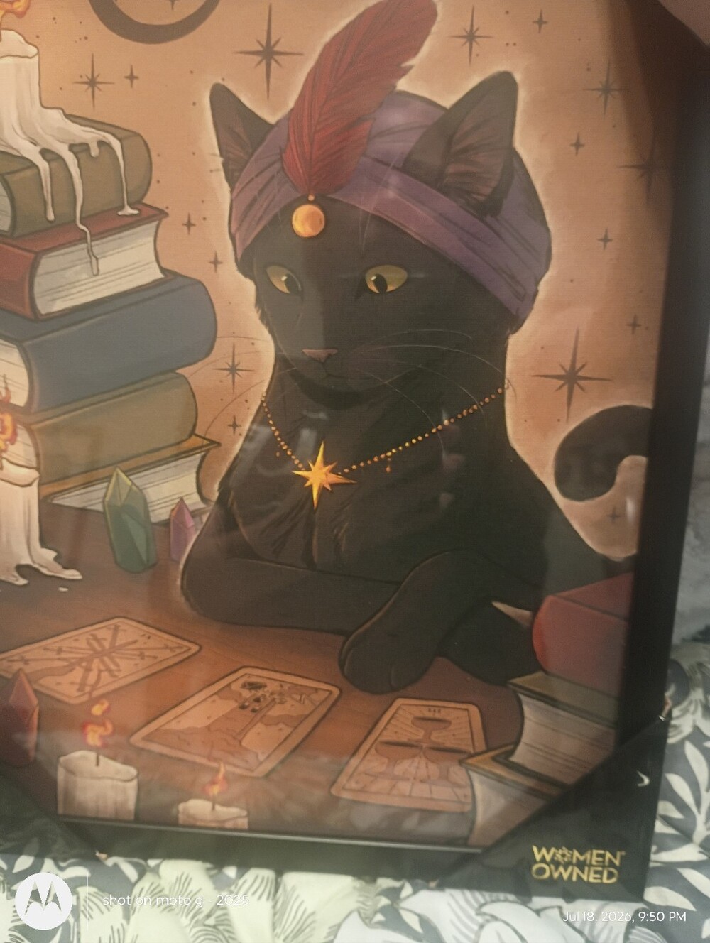 Sapna Shah The Fortune Teller Cat Wall Art Print - Black & Gold - Picture 2 of 2